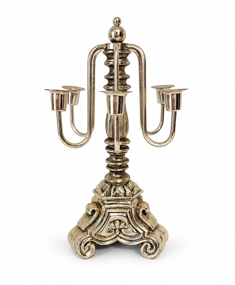 Silver Tone 6 Arm Candelabra Ornate Candle Holder Victorian Coquette Romantic